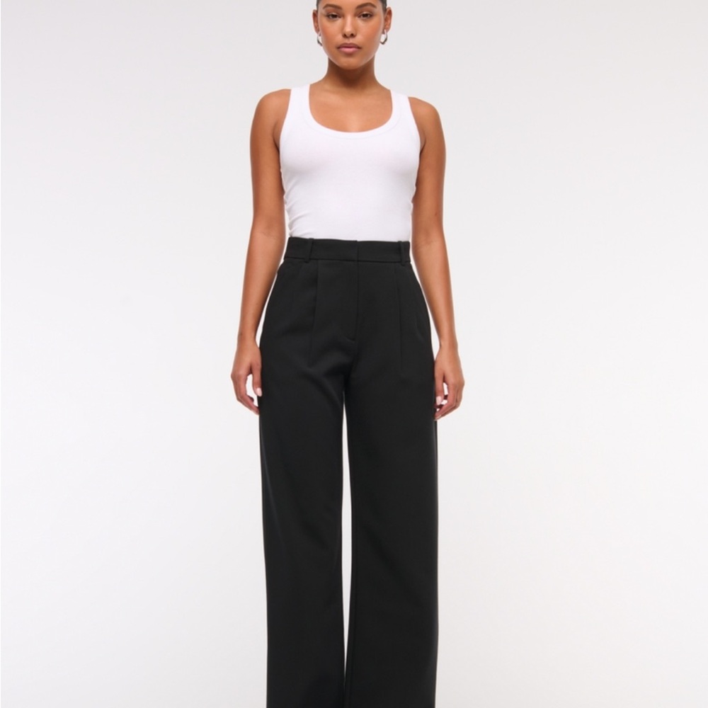 Abercrombie & Fitch Black Wide-Leg Trousers